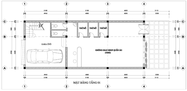  Thiết kế nhà kết hợp shop bán hàng trên đất 6 x18m